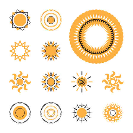 Set of sun vector icon. Star pictograph collection isolated on white.