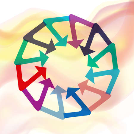 Circle Decorative Frame or Border Made of Arrow Symbols on Abstract Backgroundの写真素材