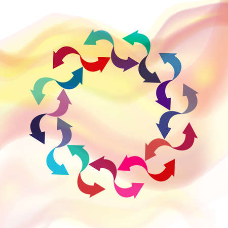 Circle Decorative Frame or Border Made of Arrow Symbols on Abstract Background