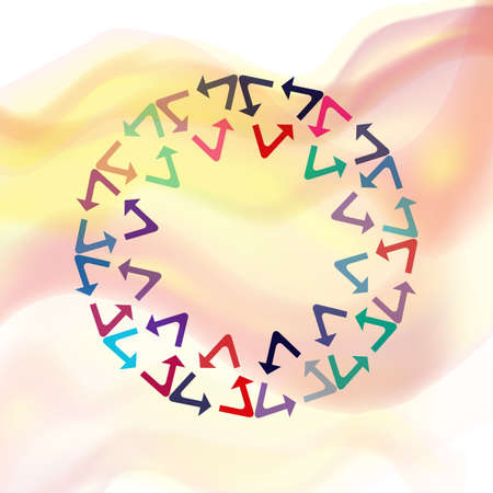 Circle Decorative Frame or Border Made of Arrow Symbols on Abstract Backgroundの写真素材