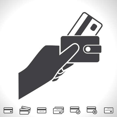 Credit Card in Hand Vector Icon Isolated on White Backgroundのイラスト素材