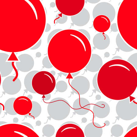 Seamless Pattern with Red Balloons on White Backgroundのイラスト素材