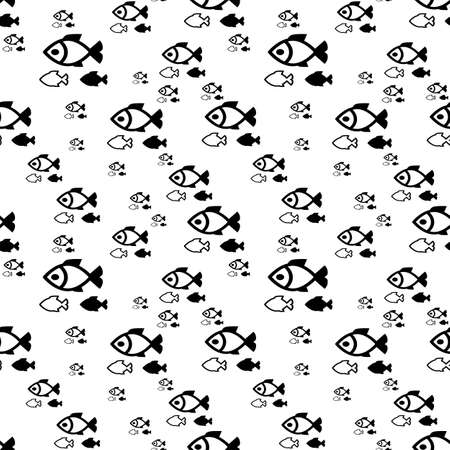 Fish icons or signs seamless pattern or backgroundのイラスト素材