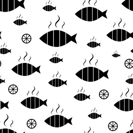 Fish icons or signs seamless pattern or backgroundのイラスト素材