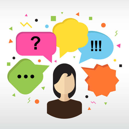Speech Bubble Vector Icon Collection. Set of Thought Bubbles with Avatarのイラスト素材