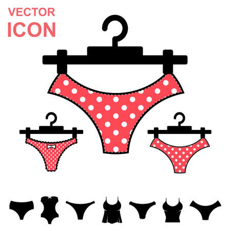 Set of Lingerie Vector Icon on White Background. Modern Youth Underwear Clothes Collectionのイラスト素材