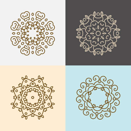 Modern stylish organic logo design element in thin line style. Trendy template. Ecology, natural concept of alternative medicine, eco friendly productのイラスト素材