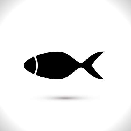 Fish Vector Icon Isolated. Black Seafood Logo. Simple Aquatic Animal Silhouette. Fishing Symbol or Black and White Pictogramのイラスト素材