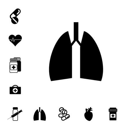 Human Lungs Icon. Pill or Drug Vector Signs Set Isolated. Pharmacy Symbols Collectionのイラスト素材