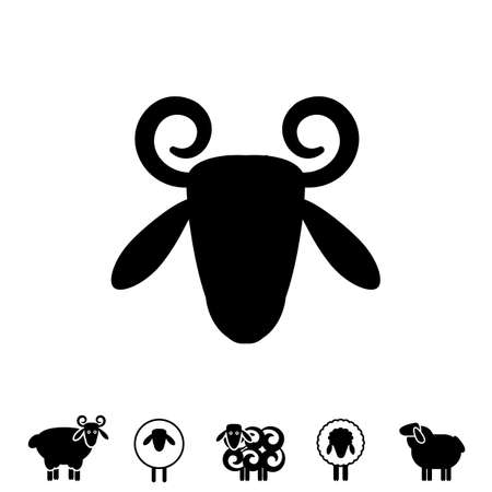 Sheep or Ram Icon, Logo, Template, Pictogram. Trendy Simple Lamb or Ewe Symbol for Market, Internet, Design, Decorationのイラスト素材