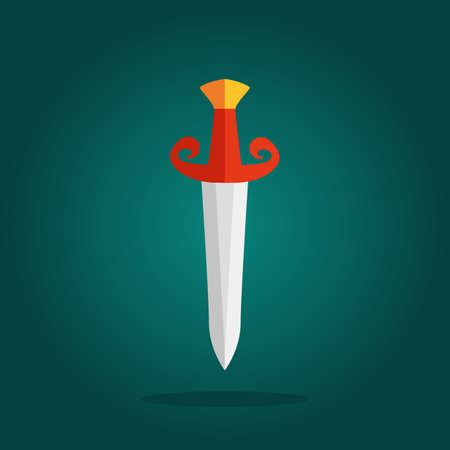 Game Swords Icon Collection in Flat Style. Knives Sharp Blades Symbols Set Isolated on White...