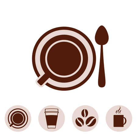 Coffee Cup Vector Icon Collection Iisolated on White Backgroundのイラスト素材