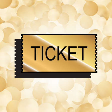 Gold Ticket Icon. Coupon Symbol. Movie Pass Sign Vector Illustrationのイラスト素材