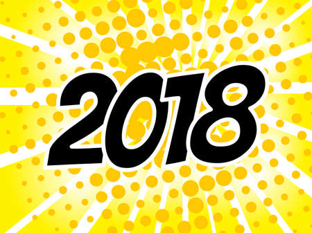 2018 Comic boom text sound effect. Popart bubble speech cartoon background. Pop art boom effect vector illustrationのイラスト素材