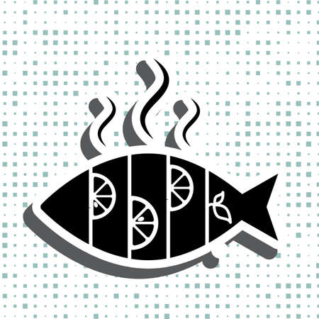 Seafood icon or logo isolated. Simple black fish vector symbolのイラスト素材