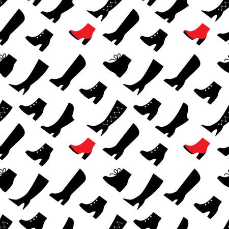 Shoe icon seamless pattern. Endless background made of miscellaneous footwear silhouettesのイラスト素材