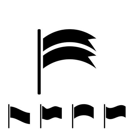 Set of black flag vector icon isolated on white backgroundのイラスト素材