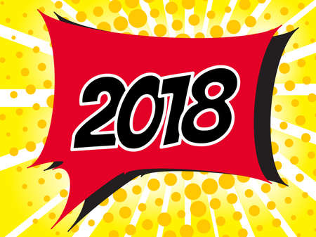 2018 Comic boom text sound effect. Popart bubble speech cartoon background. Pop art boom effect vector illustrationのイラスト素材