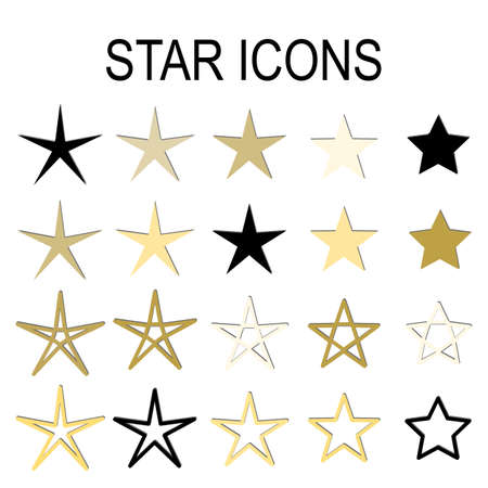Star Icons Isolated on White Background. Favorite Vector Symbol or Button Element Silhouetteのイラスト素材