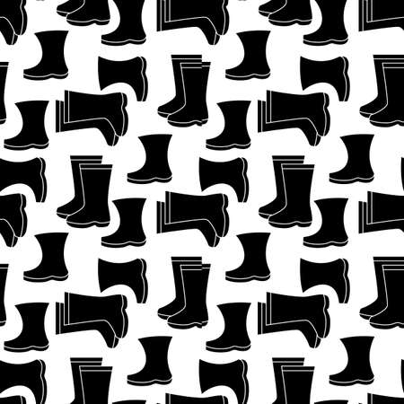 Shoe icon seamless pattern. Endless background made of miscellaneous footwear silhouettesのイラスト素材