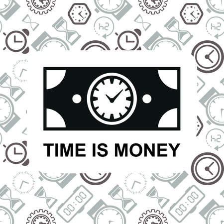 Time is money business metaphor icon. Superannuation vector illustration. Future profit or beneficiary signのイラスト素材