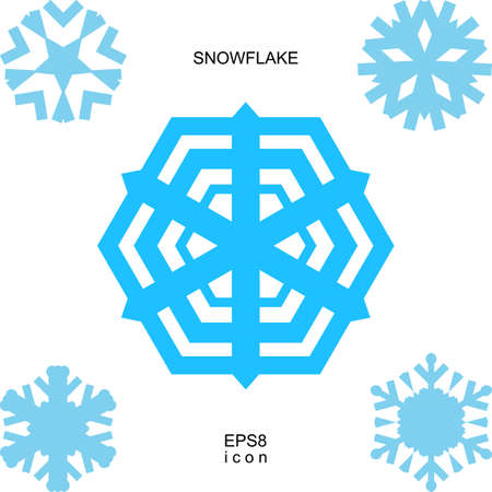 Snowflake simple icon set isolated on white background for winter design and decorationのイラスト素材