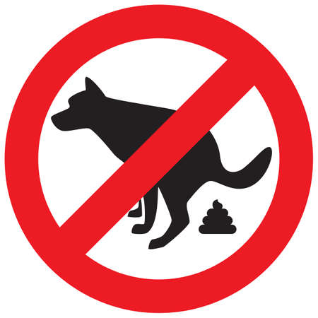 Dog Pooping Icon Vector Illustration. Pet Poop Forbidden Signのイラスト素材