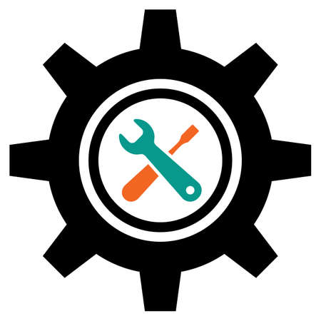 Service tool icons isolated on white background. Options vector illustration. Settings symbol with gears and spannerのイラスト素材