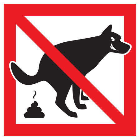 Dog Pooping Icon Vector Illustration. Pet Poop Forbidden Signのイラスト素材