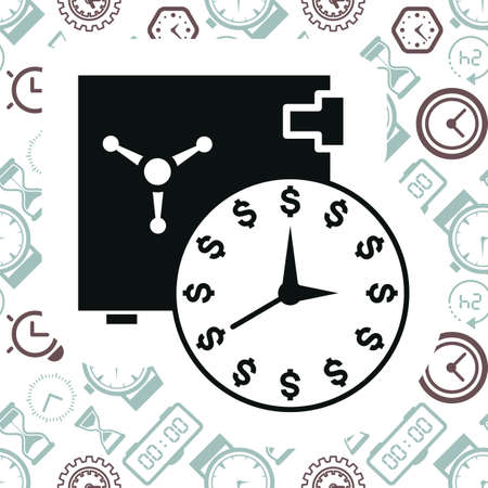 Time is money business metaphor icon. Superannuation vector illustration. Future profit or beneficiary signのイラスト素材