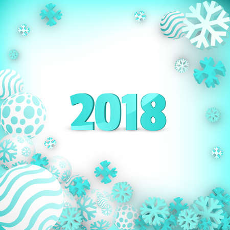 Christmas Balls Background. Festive Xmas New Year Design with Place for Text. 3d Vector Imitation.のイラスト素材