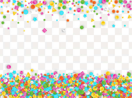 Colored carnival confetti background made of star, square, triangle, circle geometric shapes. 3d vector illustration for celebrate design.のイラスト素材