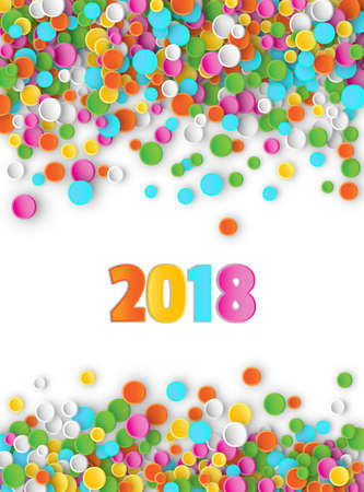 Colored carnival confetti flying on white background. 3d vector illustration for celebrate, anniversary party and birthday design.のイラスト素材