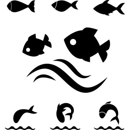 Fish icon or logo isolated. Simple black vector symbolのイラスト素材