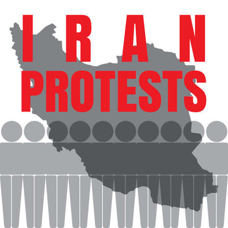 Iran protests and demonstrations against economic hardship and rising prices vector illustration with map.のイラスト素材