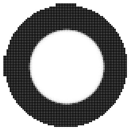 Circle halftone dotted vector background. Circularly distributed pattern. Round grunge vector texture for business design. Gradient texture in pop art style. Universal stipple dot template.のイラスト素材