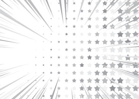 Light halftone background for web layout. White and gray half tone vector pattern with stars and speed lines.のイラスト素材