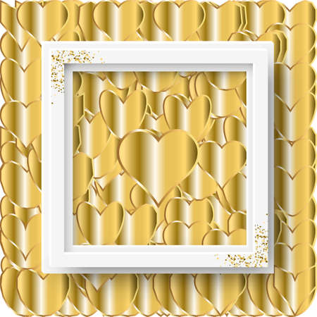 Vector 3d Illustration of Realistic Square Frame. White Blank Picture Frame Mockup Template on Modern Backgroundのイラスト素材