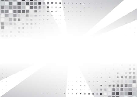 Light Halftone Background for Web Layout. Half Tone Geometrical  Pattern. White and Grey Square Dots and Gradient Linesのイラスト素材
