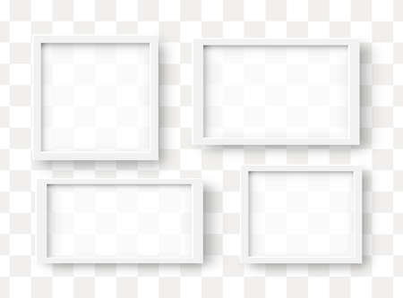 Vector 3d Illustration of Realistic Square Frames. White Blank Picture Frame Mockup Templates on Halftone Backgroundのイラスト素材