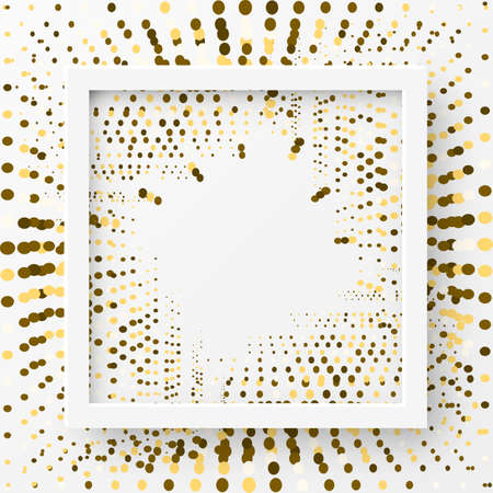 Vector 3d Illustration of Realistic Square Frame. White Blank Picture Frame Mockup Template on Modern Backgroundのイラスト素材