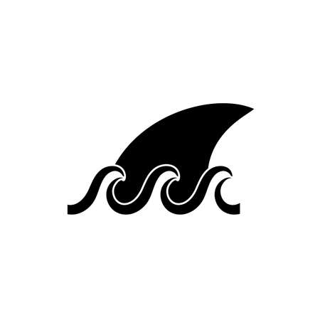 Fin in Wave Simple Vector Icon on White Background. Danger in Water Symbol. Sharkfin Signのイラスト素材