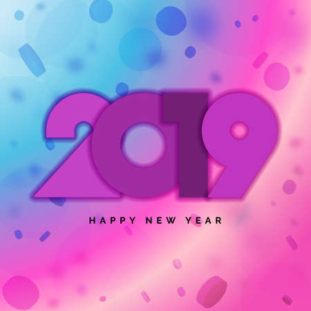 2019 Happy New Year Vector Numbers for Calendar Design. Winter Holidays Seasonal Flyers Greeting Card. Trendy Ultra Violet Colorのイラスト素材