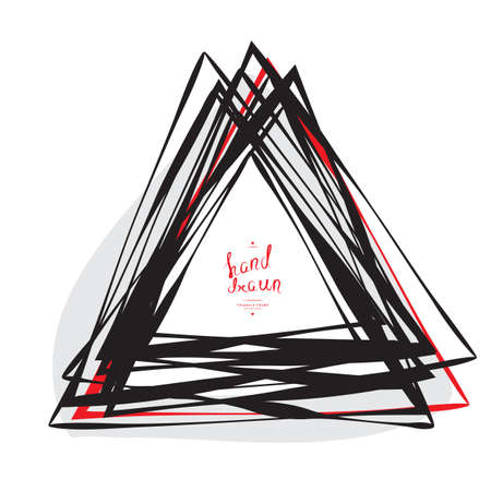 Hand Drawn Triangle Frame with Place for Text Isolated on White Background. Vector Geometric Doodle Sketch Illustration made of Simple Brush Strokesのイラスト素材