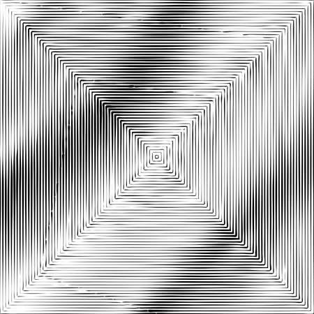 Concentric Squares Halftone Engraving Black and White Striped Texture. Lined Gradient Template for Design, Background, Wrapping, Website Decorationのイラスト素材