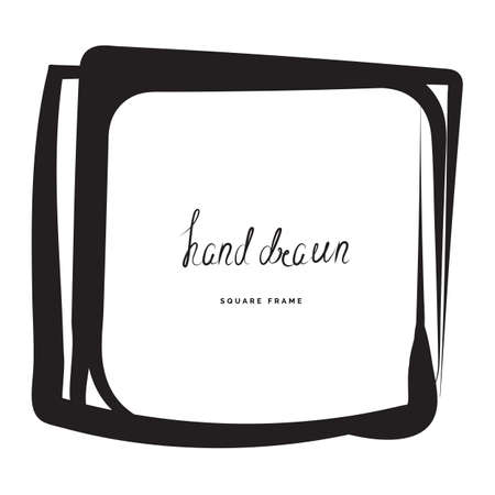 Hand drawn ink line square vector illustration. Doodle sketch or scribble for frames isolated on white background. Handwritten art imitationのイラスト素材