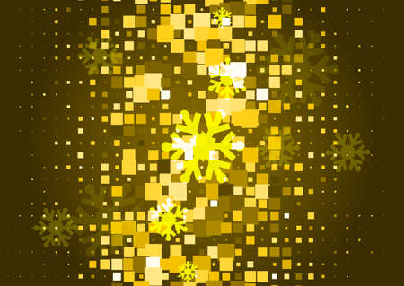 Gold background with snowflakes. Golden vector snowfall winter pattern. Sparkling snow flakes illustration for Christmas designのイラスト素材