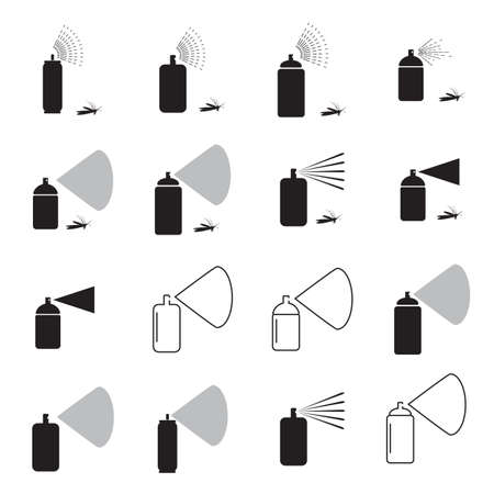 Spray Aerosol Icon Isolated on White Background. Hair Spray Bottle Sign or Hairspray Symbol or Aerosol Deodorant Illustration. Insecticide Container Logoのイラスト素材