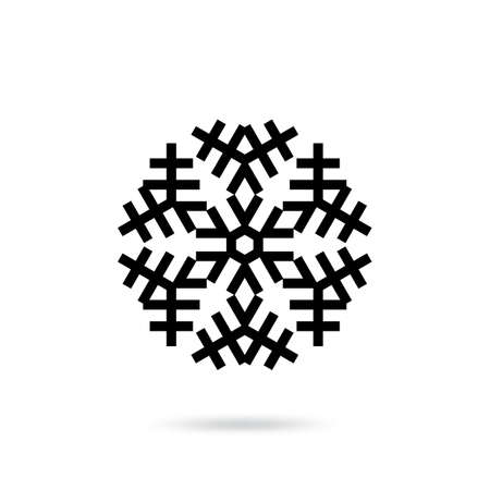 Snowflake icon isolated on white background. Snow flake element for winter design and decoration. Refrigerator vector symbol or logoのイラスト素材