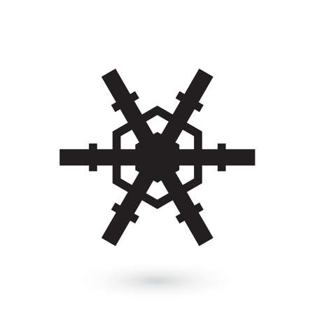 Simple snowflake icon isolated on white background. Snow flake element for Christmas winter design and New Year decoration. Refrigerator vector symbols or logoのイラスト素材